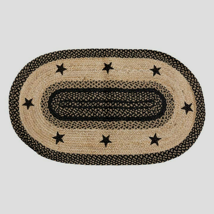 Country Star woven Rug in Black and Tan – 27 in x 48 in