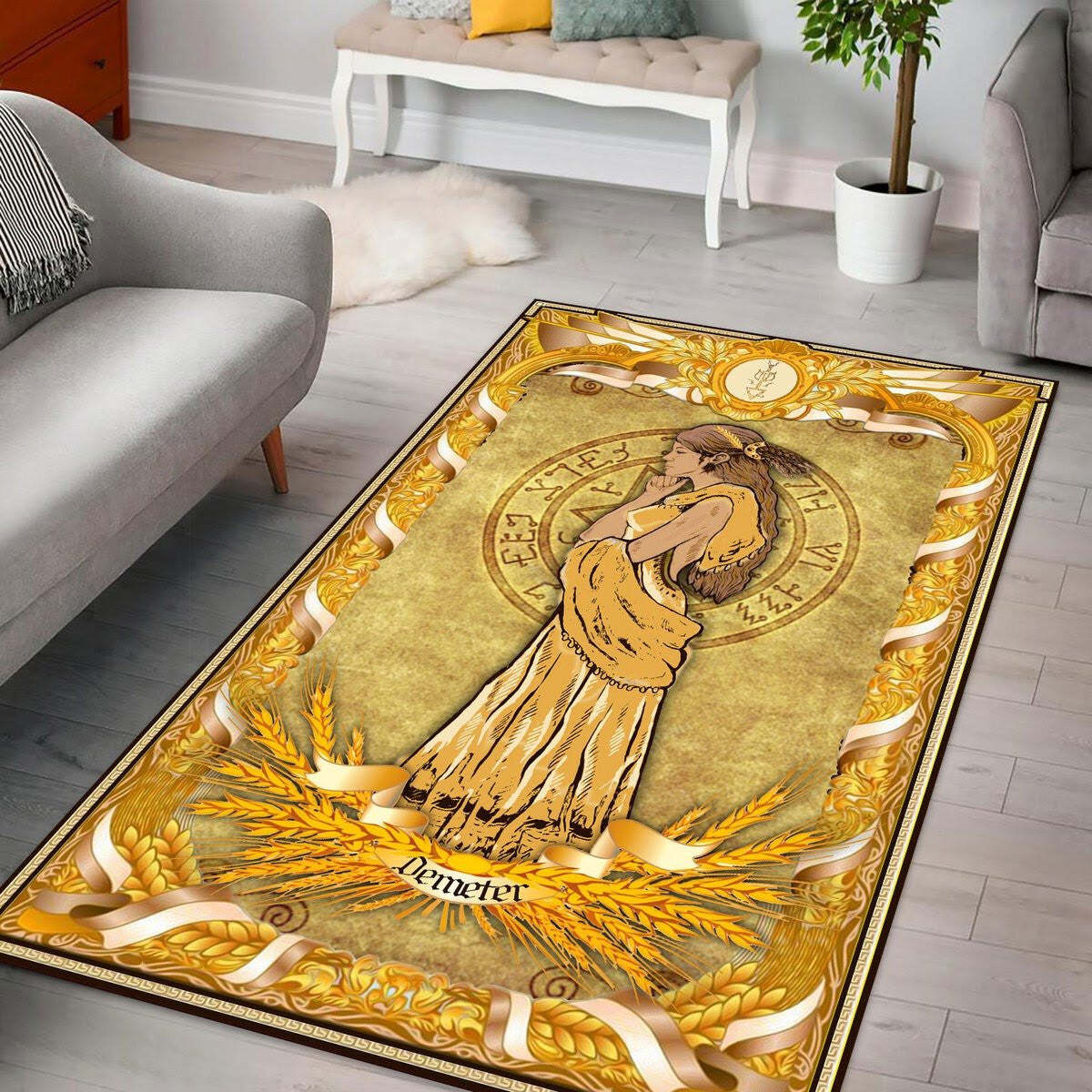 Personalized Greek Mythology Demeter Virgo Zodiac Rug Regtangle Rug Carpet
