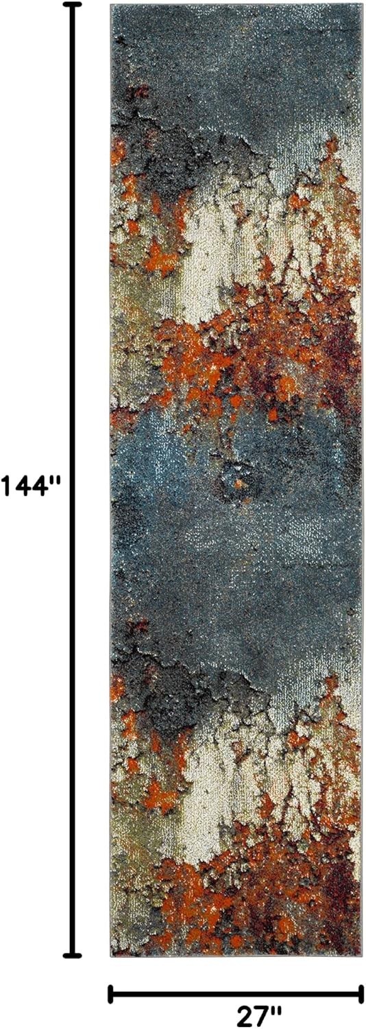 SAFAVIEH Glacier Collection GLA125B-212 Blue/Multicolor- 2’3″ x 12′ Rug Runner
