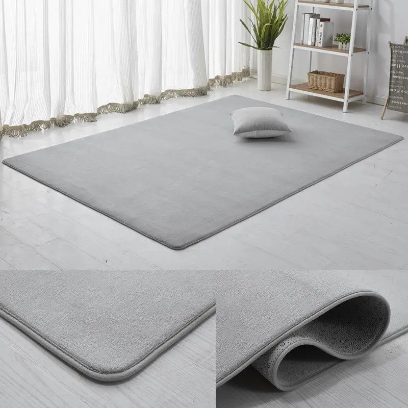 Gray Coral Velvet Carpet for Living Room Sofa Area Rug Kids Bedroom Bedside Floo