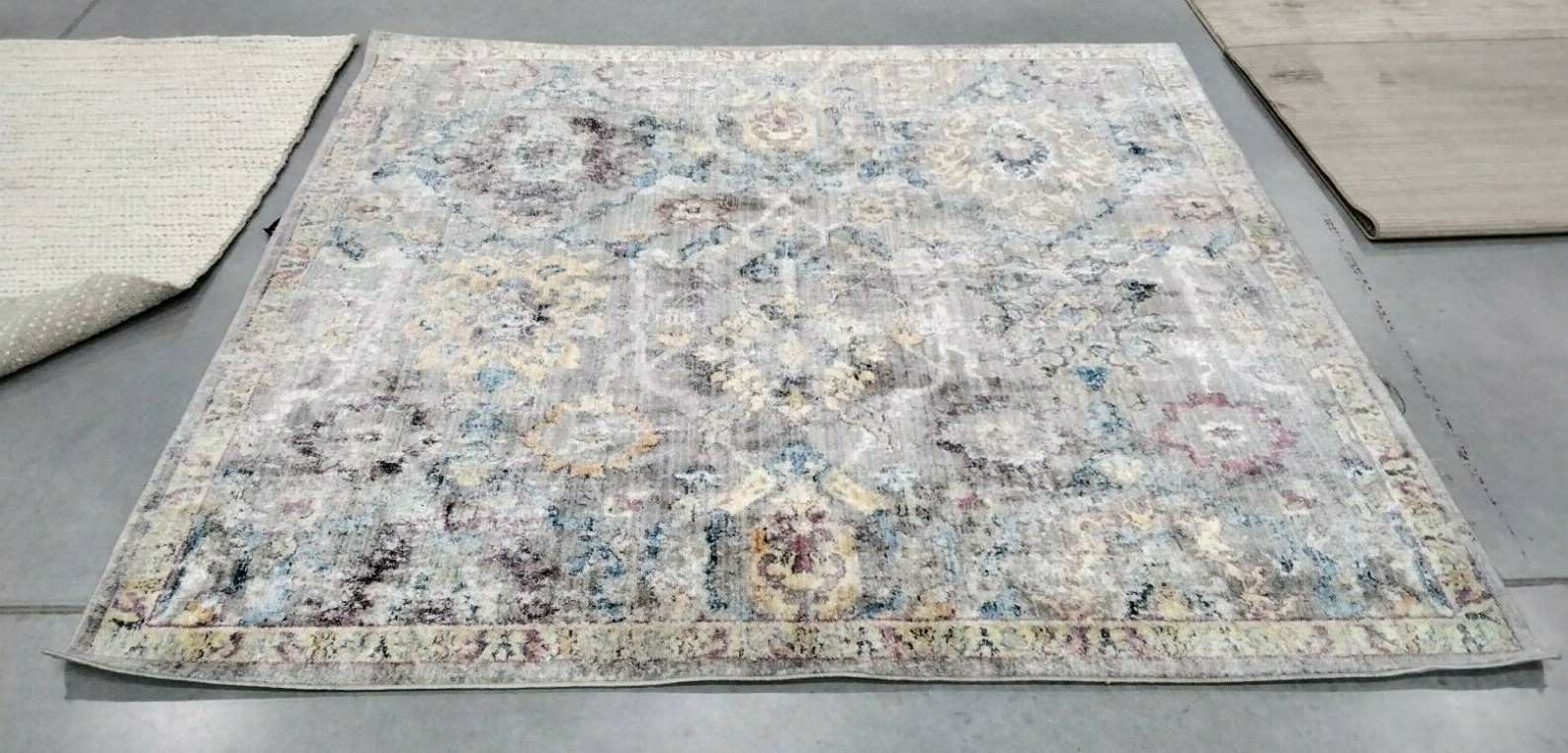 GREY / BLUE 7′ X 7′ Square Flaw in Rug, Reduced Price 1172713046 BTL347A-7SQ