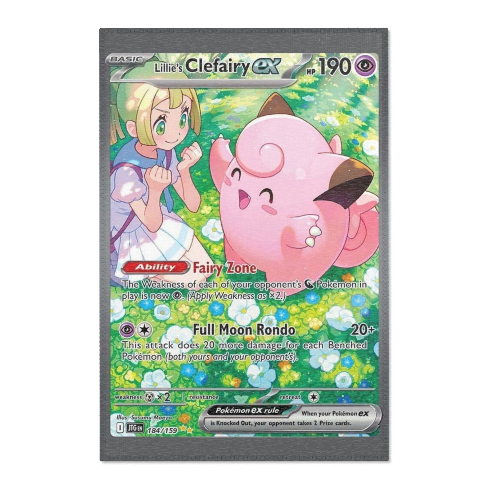 Lillie’s Clefairy EX 184/159 NM SIR Card Rug 24×36″ Pokemon Journey Together