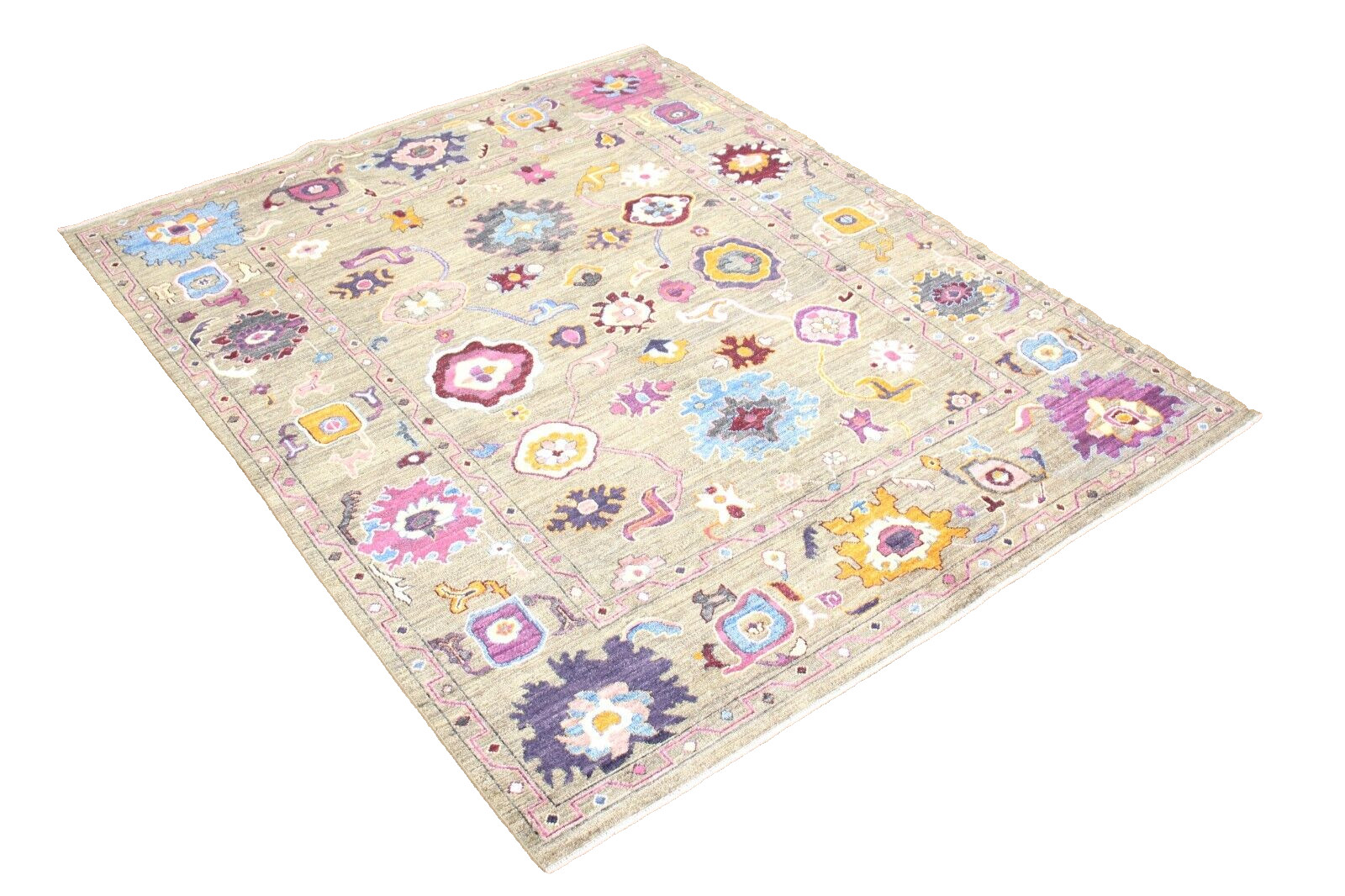 Hand-Knotted Traditional Peshawar Chobi Oushak Rug | 8″2′ x 9’10” | 100% Wool