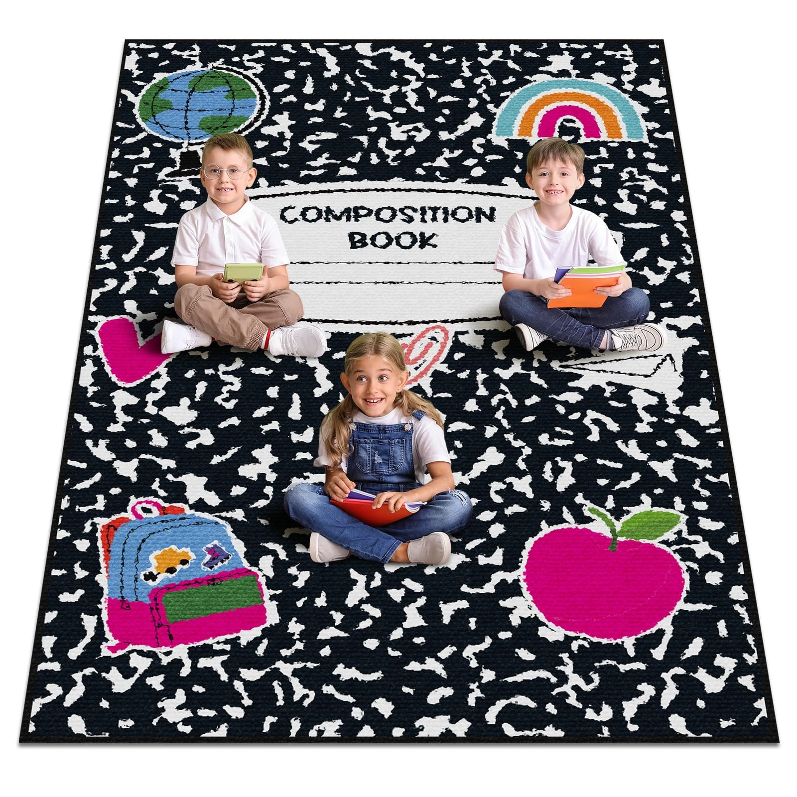 Teenyyou 5 x 7.6 ft Large Classroom Rug Composition Book Elementary Education…