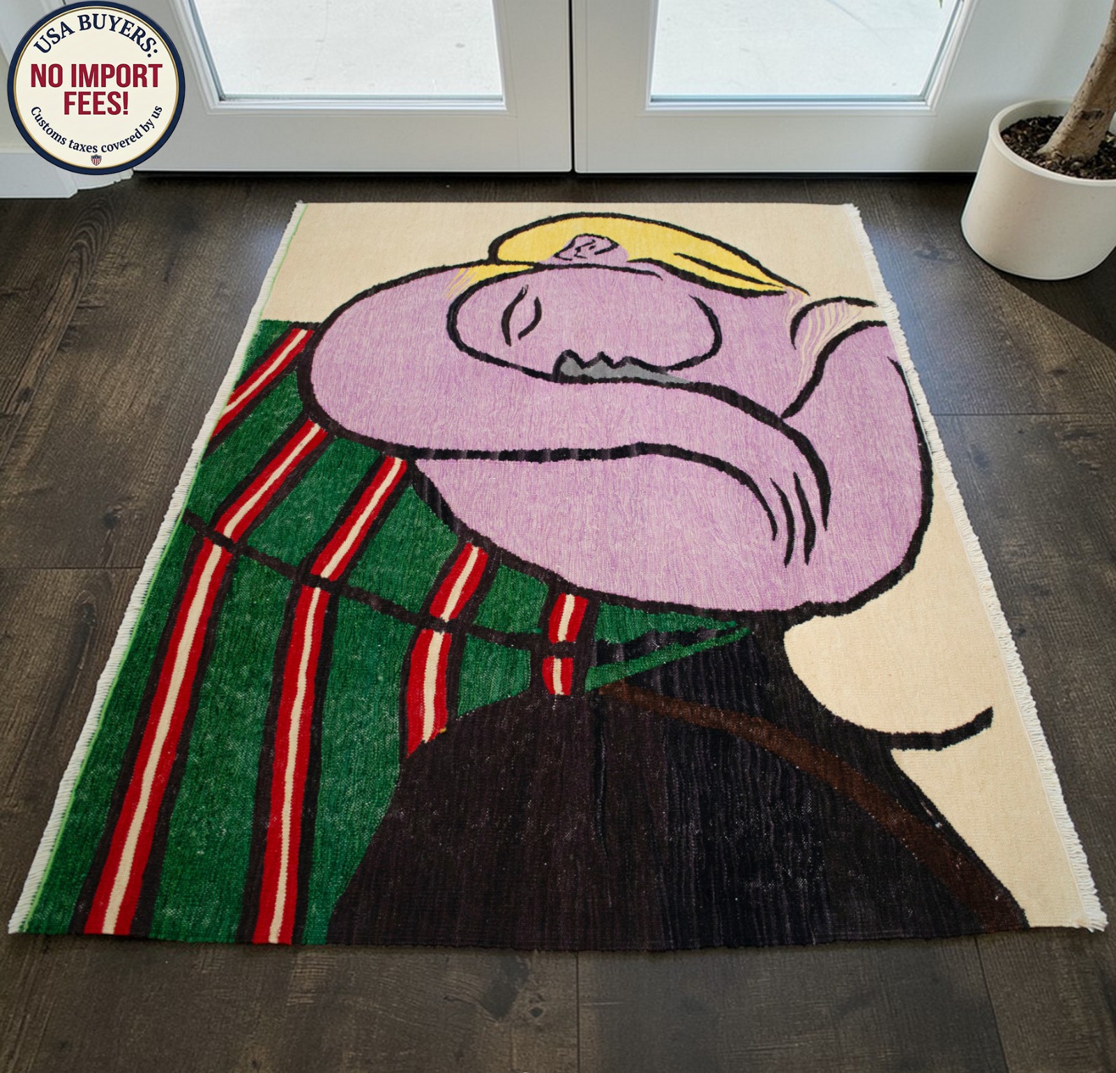 Picasso Art Inspired HandWoven Rug Kilim Floor Decor Area Rug NEW – 3′9″x5′