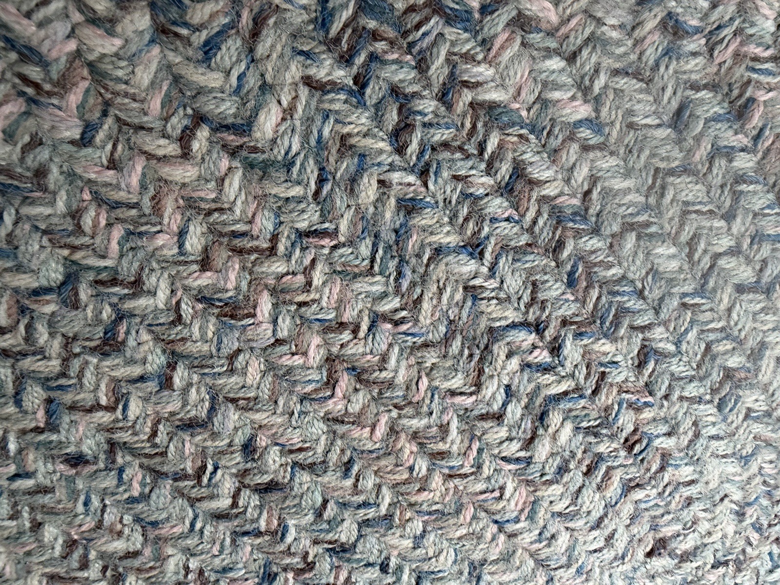 Braided Jute Heart Shaped Area Rug Blue 30” X 22” Reversible 1990’s Vintage