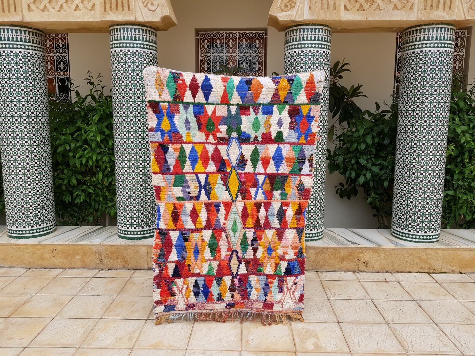 Moroccan Vintage Boucherouite Rug 165×110 cm Vintage Azilal Carpet, Azilal Rug