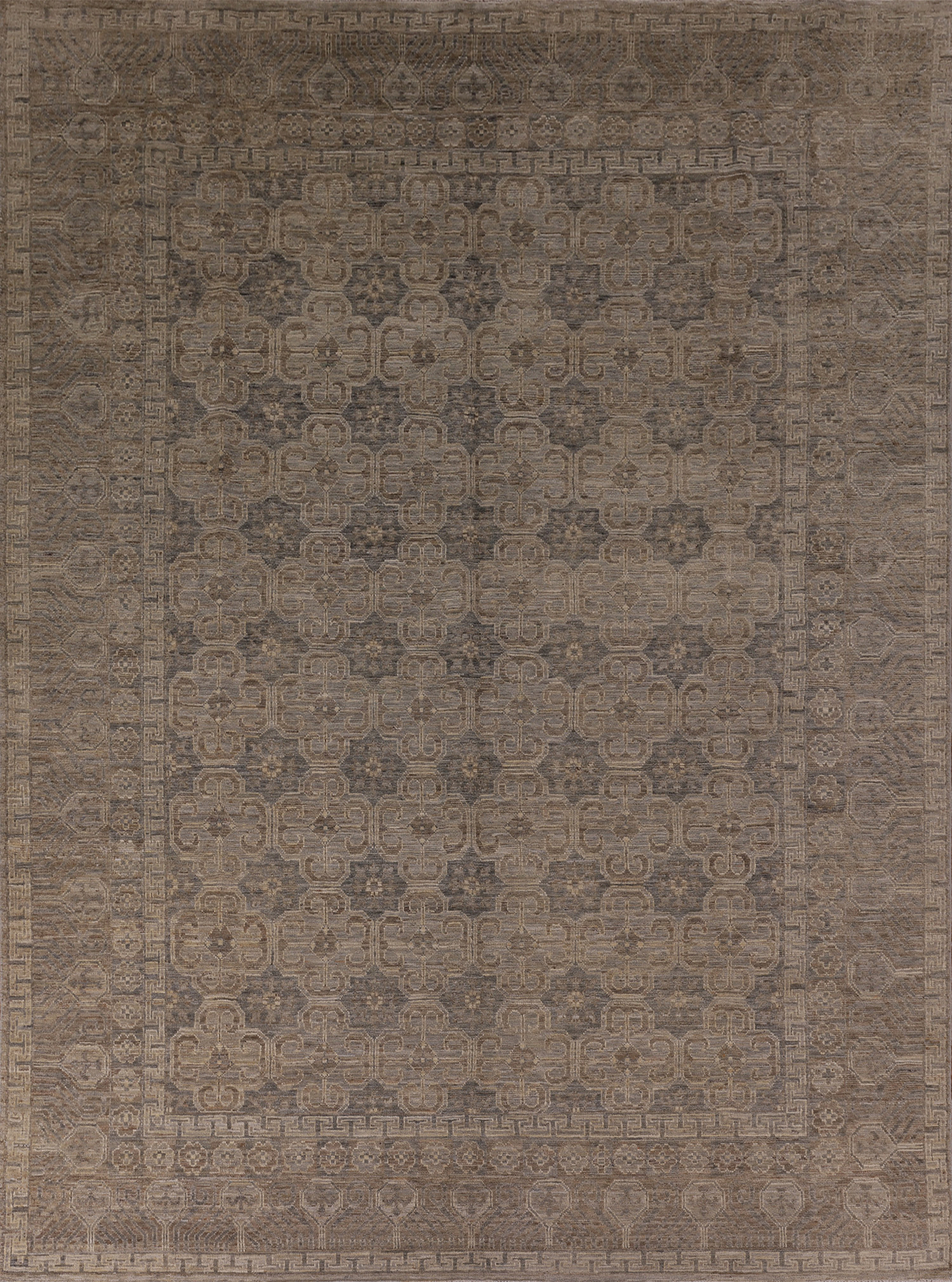 All-Over Pattern Oushak Vegetable Dye Rug 8×10 Handmade Wool for Living Room