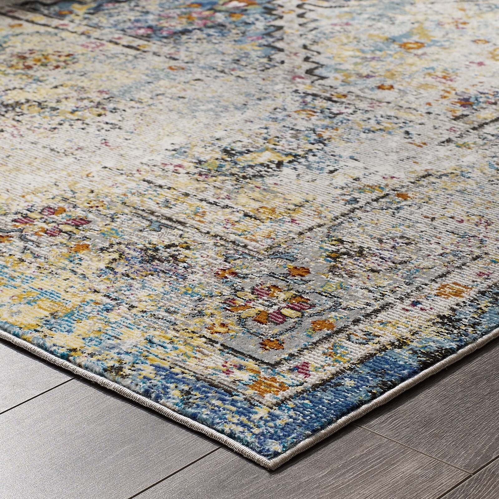 Modway Jacinda Distressed Vintage Floral Vintage Medallion 8×10 Area Rug
