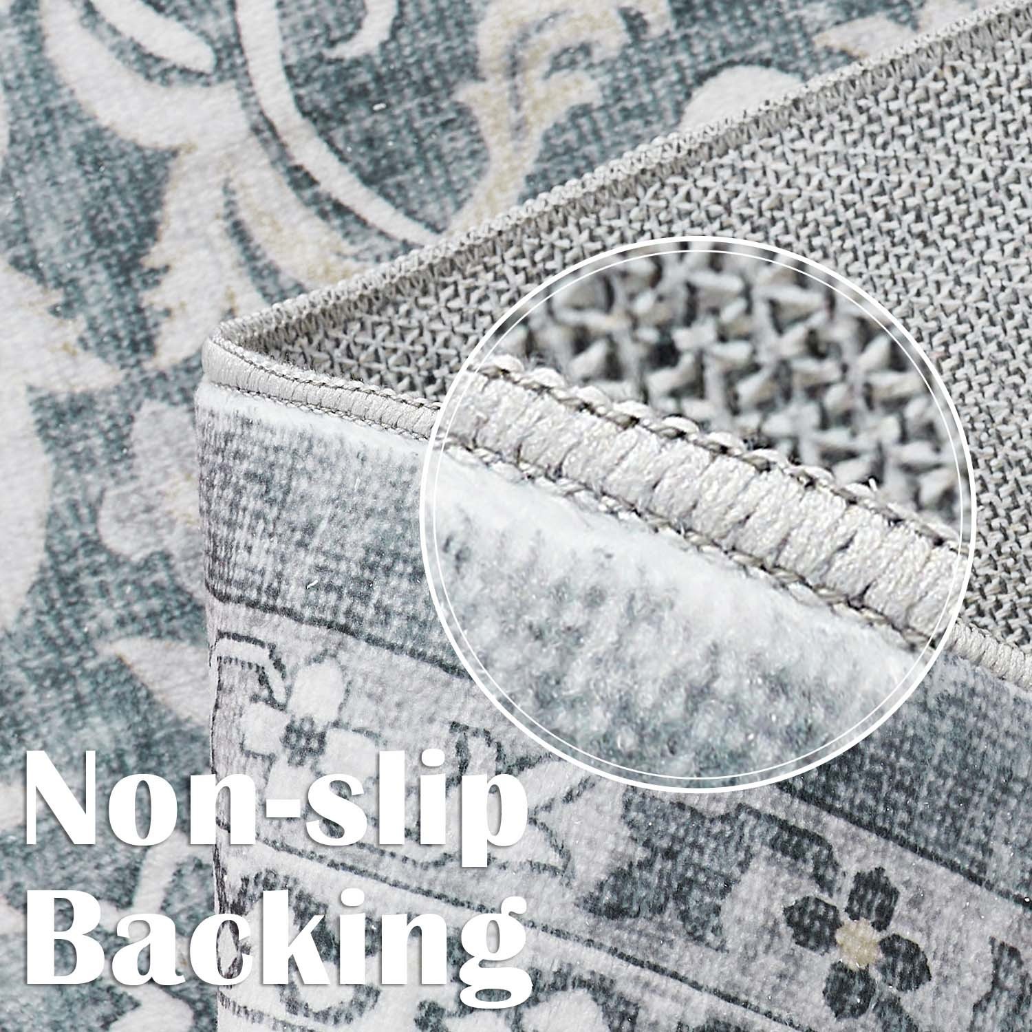 Floral Area Rugs for Living Room – Machine Washable Vintage Distressed Boho