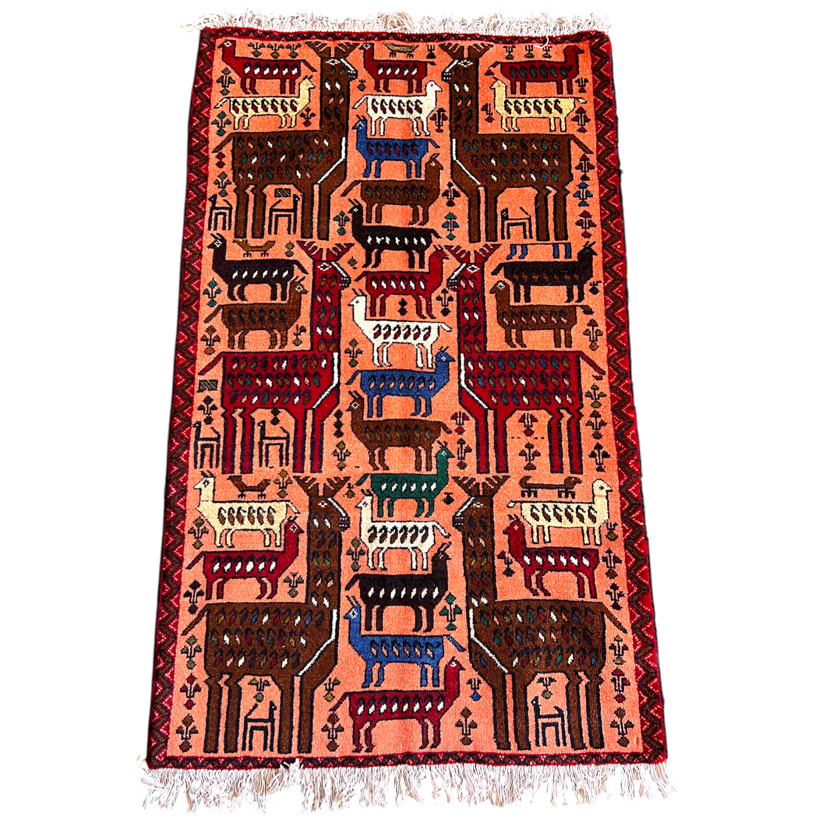3’0″x4’10” Vintage Hand Knotted Area Rug Pictorial Oriental Wool Carpet