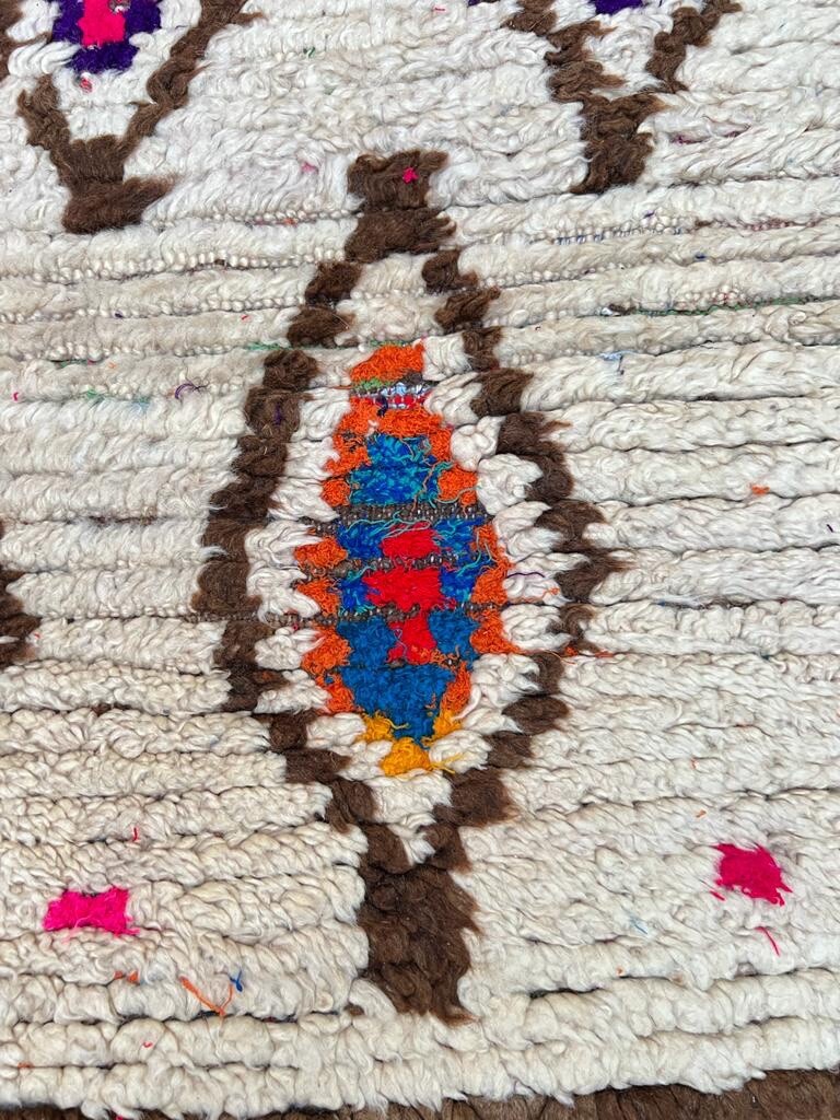 Vintage Moroccan Rug Colorful Berber Carpet Rug 8 x 5.5 ft Ourika Tribe Wool