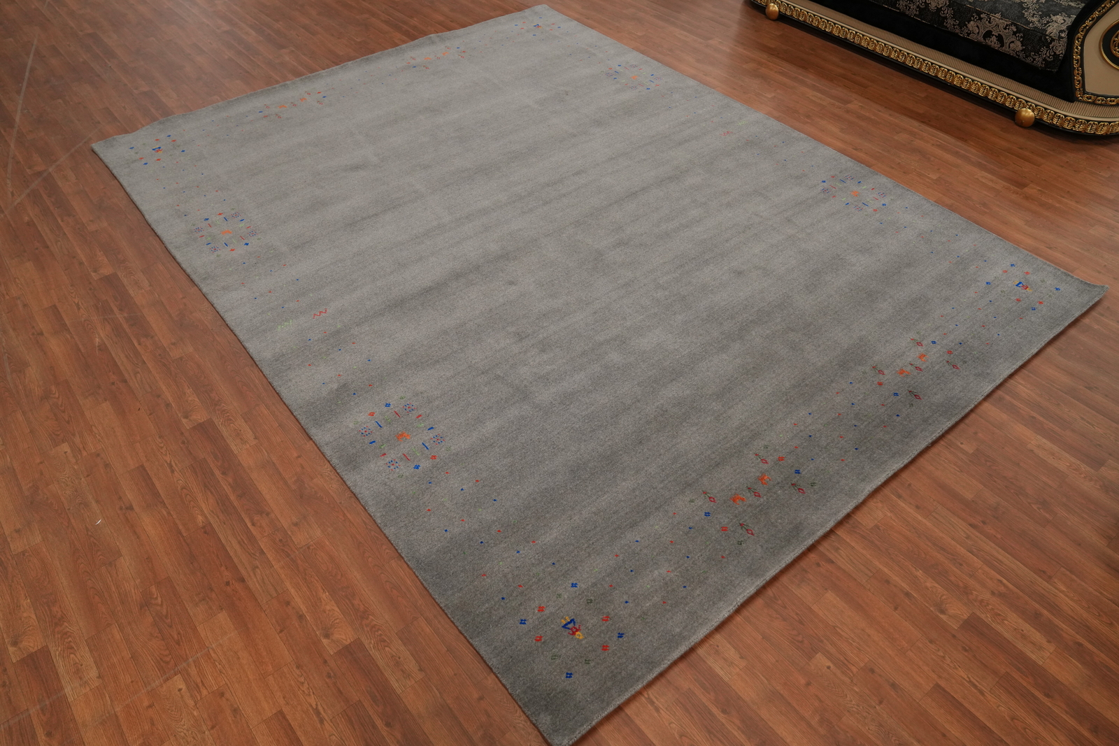 Eye-catching Gabbeh Area Rug Gray Handmade Wool 9×12 ft for Living Room