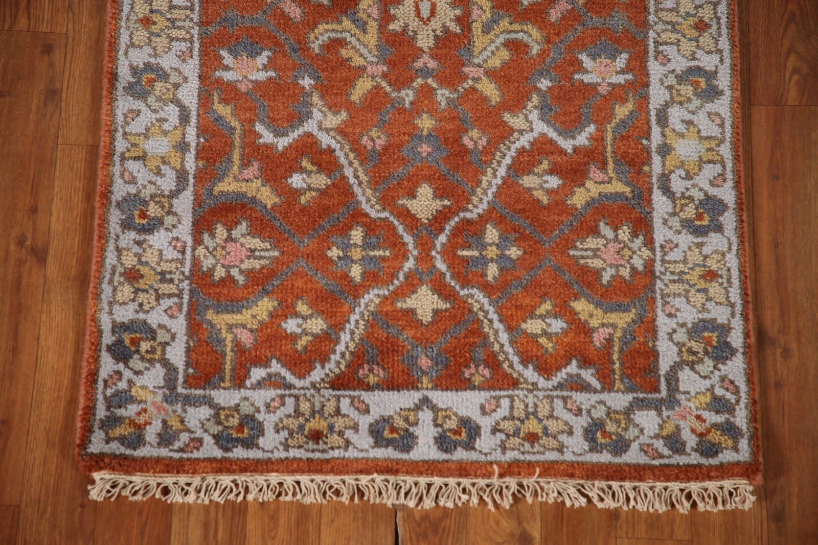 Orange Indian Accent Rug 3×6 Traditional Boho Style Hand-knotted Wool for Foyer