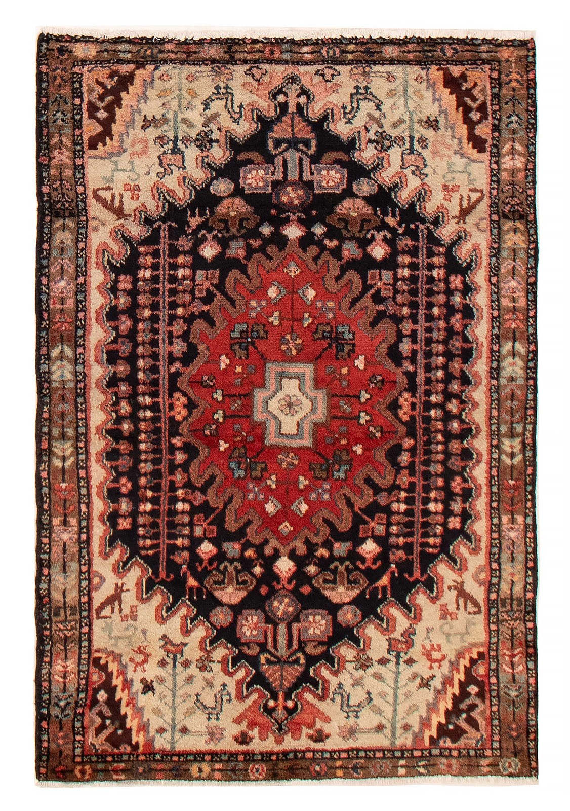 Vintage Traditional Hand-Knotted Area Rug 3’6″ x 5’1″ Oriental Wool Carpet