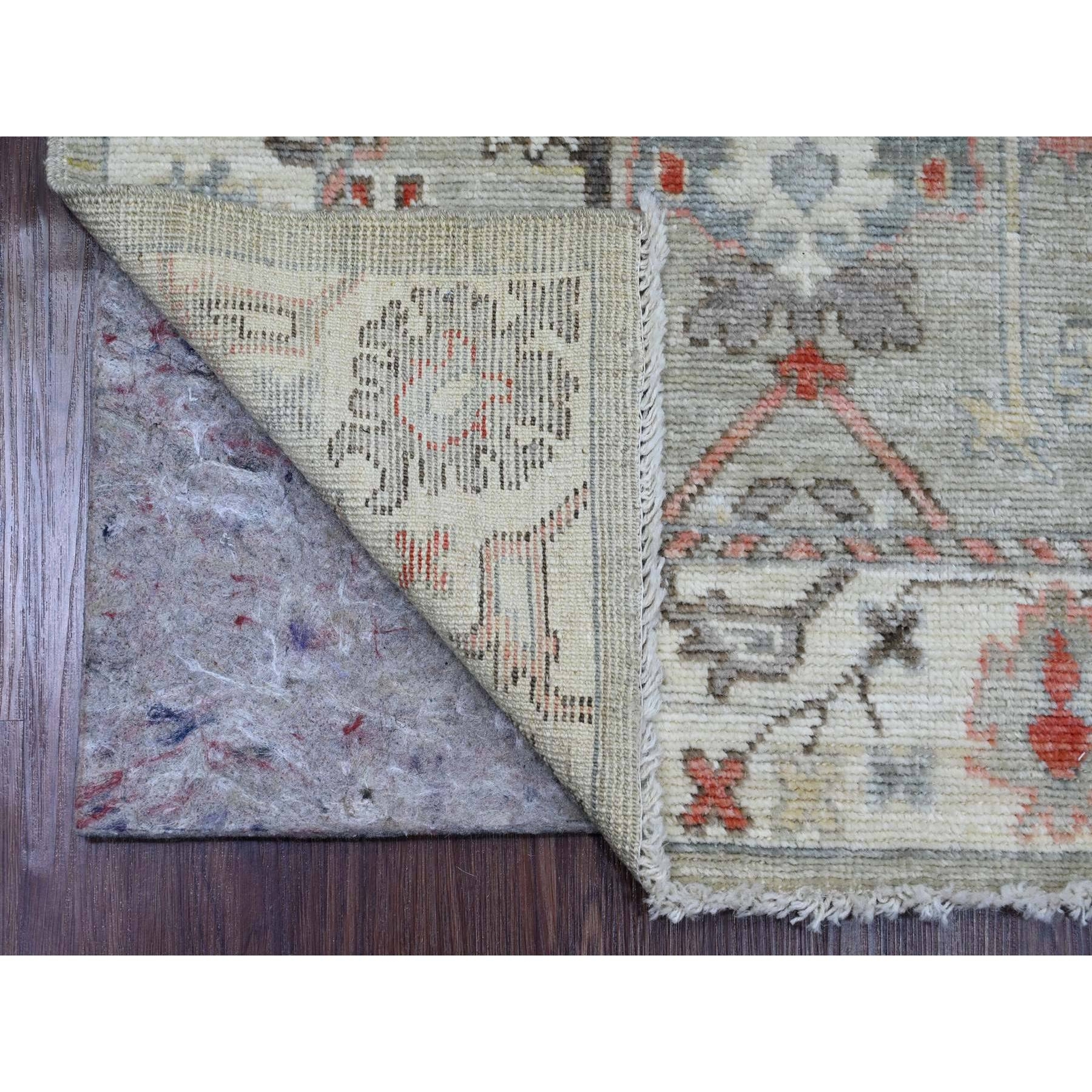 3’x4’9″ Gray Hand Knotted Afghan Angora Oushak Floral Pattern Wool Rug R20299