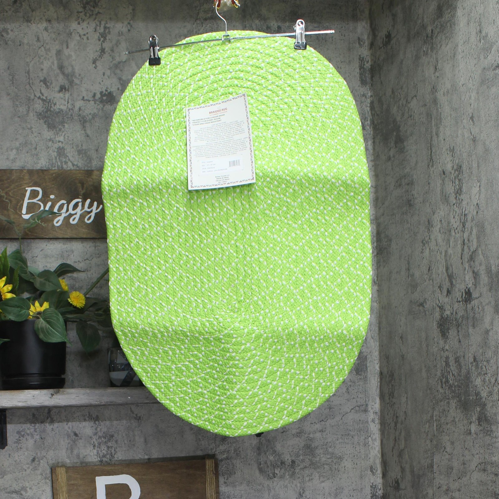 Better Trends Collection Oval Reversible Area Rug Chartruese Bright Green 20×30