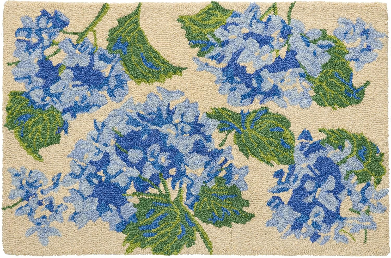 Hand-Hooked 100% Wool Floral Rug 24×36 Inches with Cotton Backing