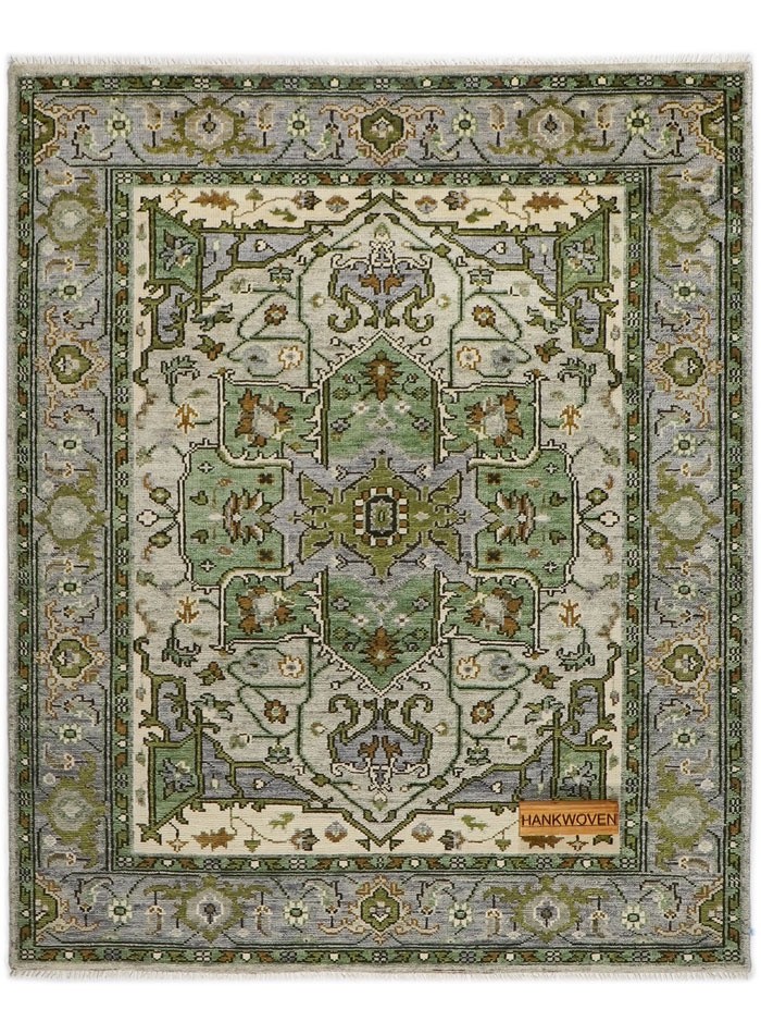 Hank Woven Beth Celestial Sage Hand-Knotted Soft Wool Area Rug | Customizable