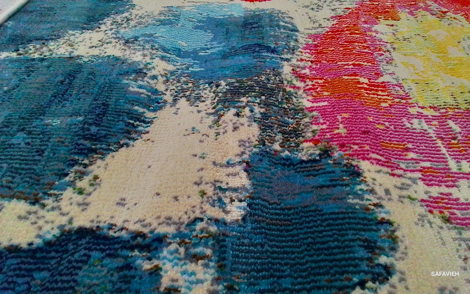 BLUE / YELLOW 6′-7″ x 6′-7″ Back Stain Rug, Reduced Price 1172800364 LLN360A-7SQ