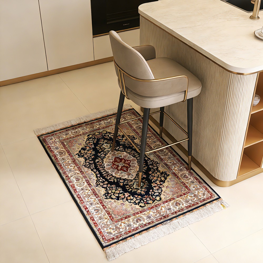 Zhiyi 2.7x4ft Handmade Silk Area Rug Living Room Hand-knotted Antique Carpet 538