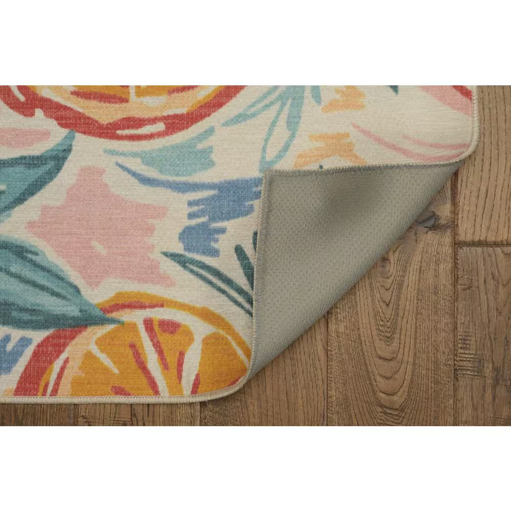 Penn Ivory and Orange 7 Ft. W X 9 Ft. L Washable Polyester Indoor/Outdoor Area R