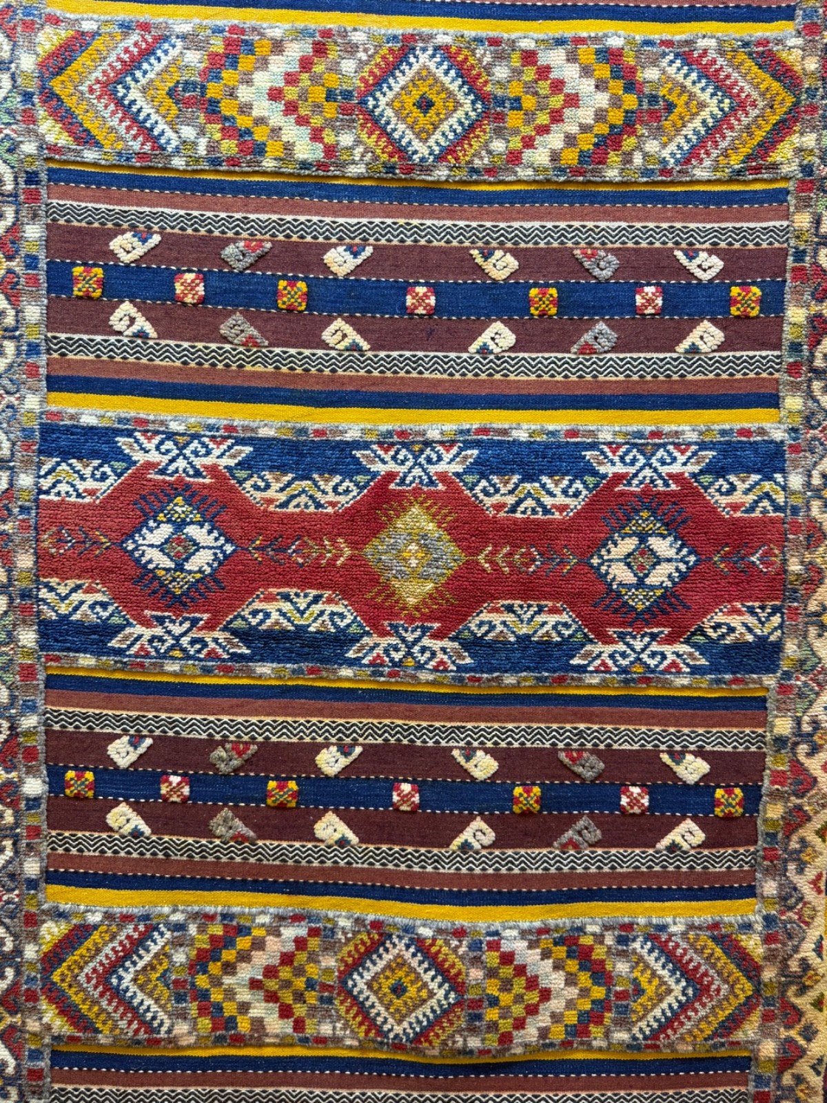 Vintage Fabulous Hand Made Moroccan Wool Kilim Rug Carpet 206×112 Cm