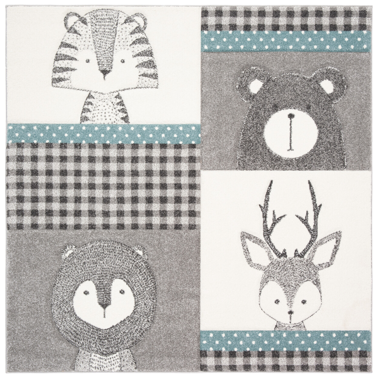 SAFAVIEH Carousel Kids Collection CRK188B Grey/Ivory Rug