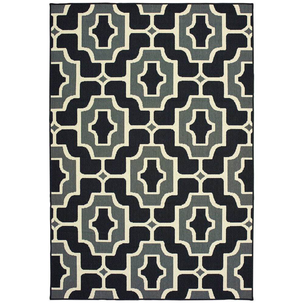 2×7 Sphinx Black Curves Angled Cornered Floral Runner 1491Z – Aprx 2′ 3″ x 7′ 6″
