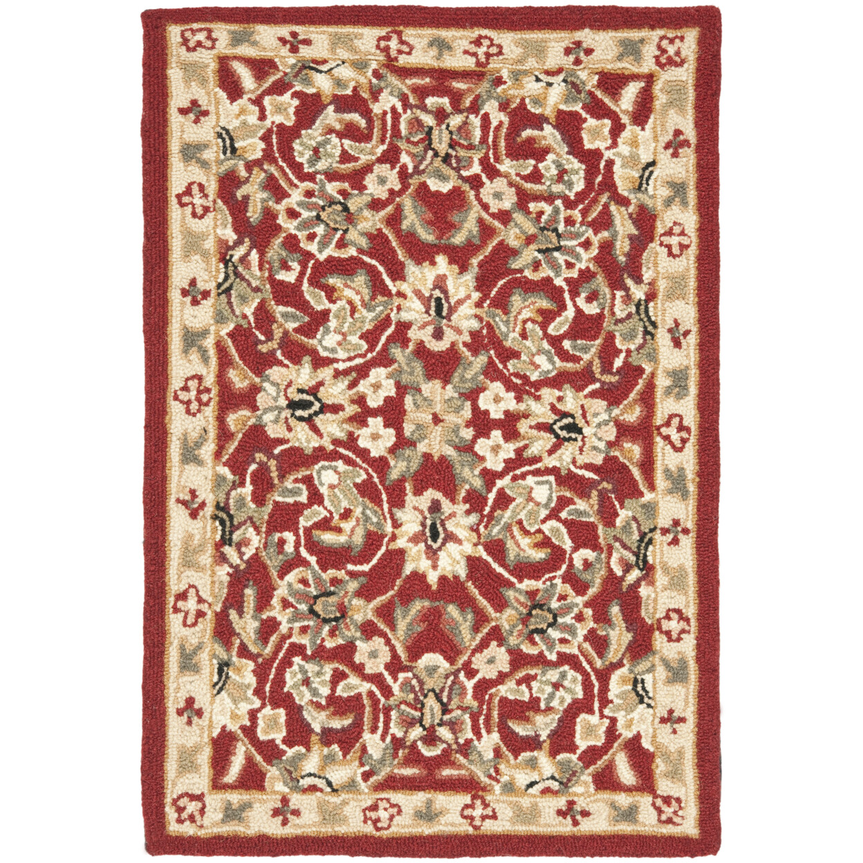 SAFAVIEH Chelsea HK78B Hand-hooked Burgundy / Ivory Rug