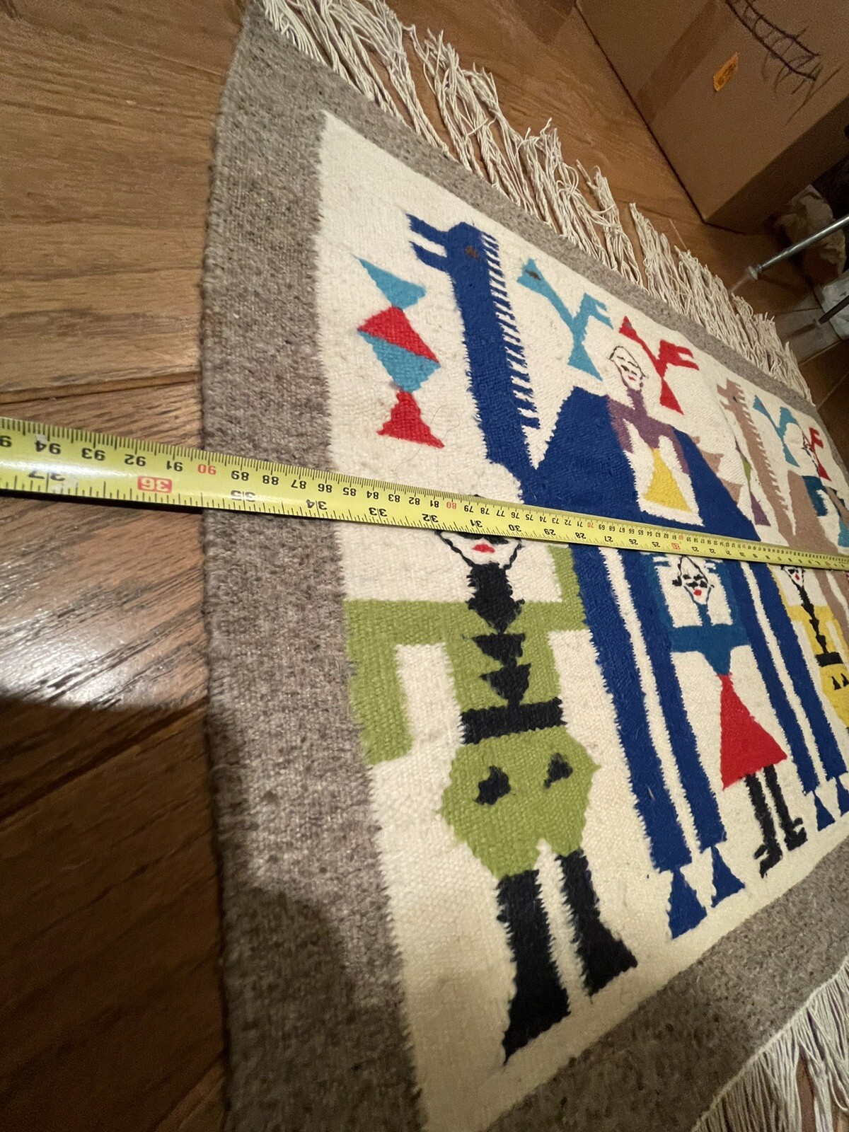 1960s Mid Century Bright Colored Handmade Vintage Tunisian Berber Kilim Tapestry