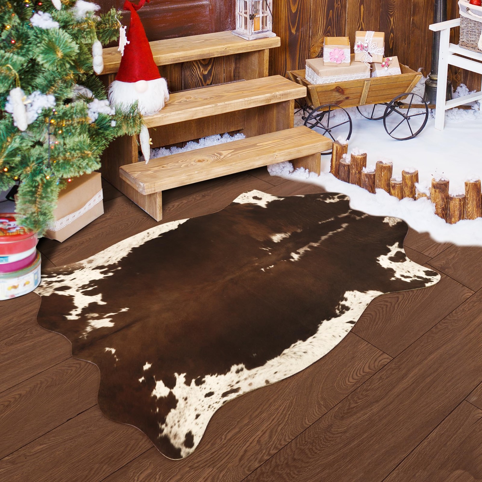 Faux Cowhide Rug, 2.3×3.6 Feet, Large Cow Print, Western Home Decor, Washable