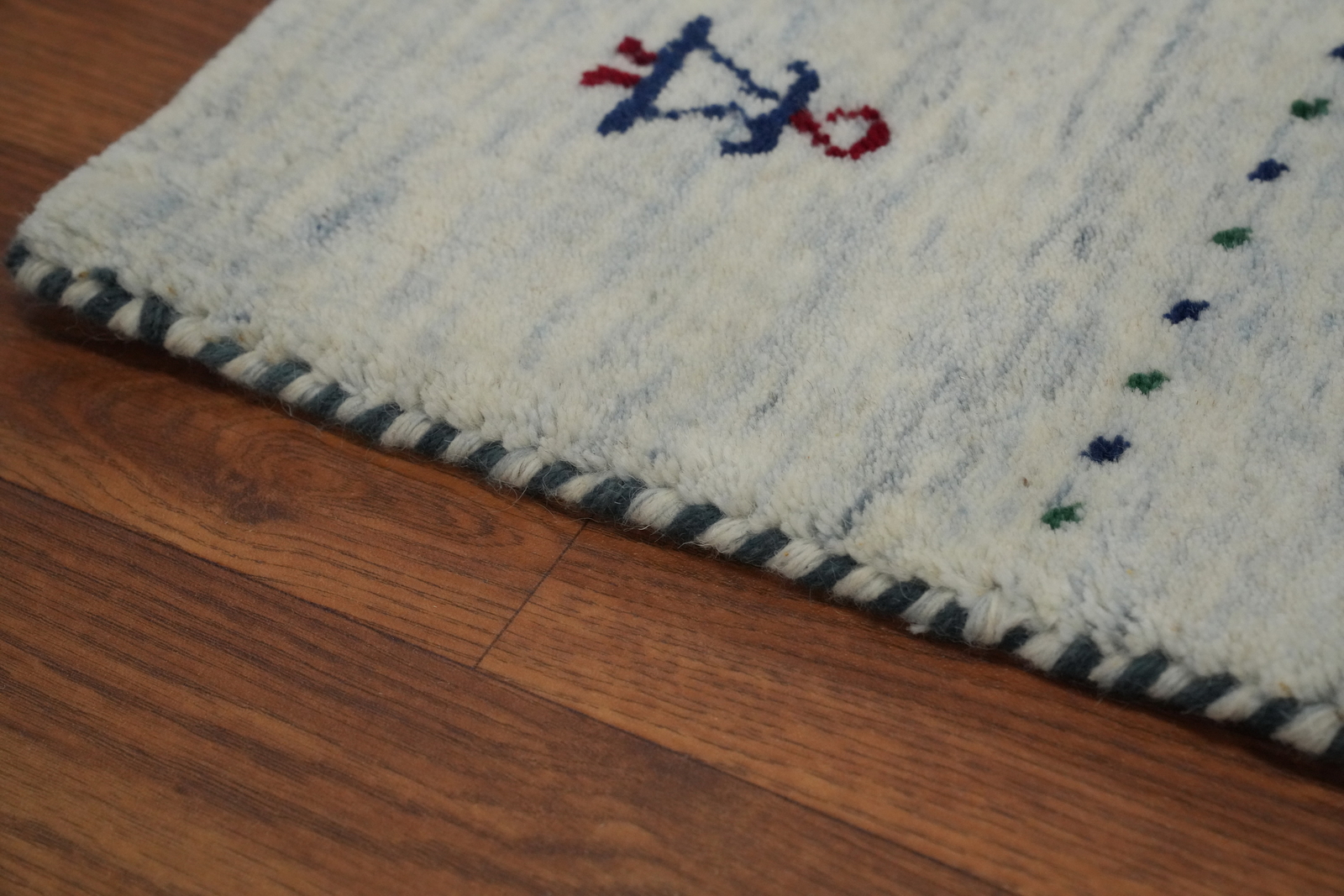 Artisan-made Ivory Color Wool Area Rug Hand-knotted Gabbeh Carpet 8×10 ft