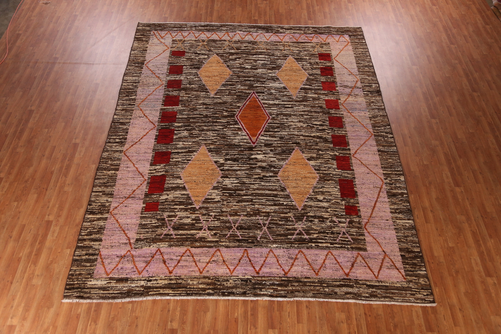 Unique Luxury Hand-Knotted Moroccan Brown Living Room Large Rugs 11×13 ft