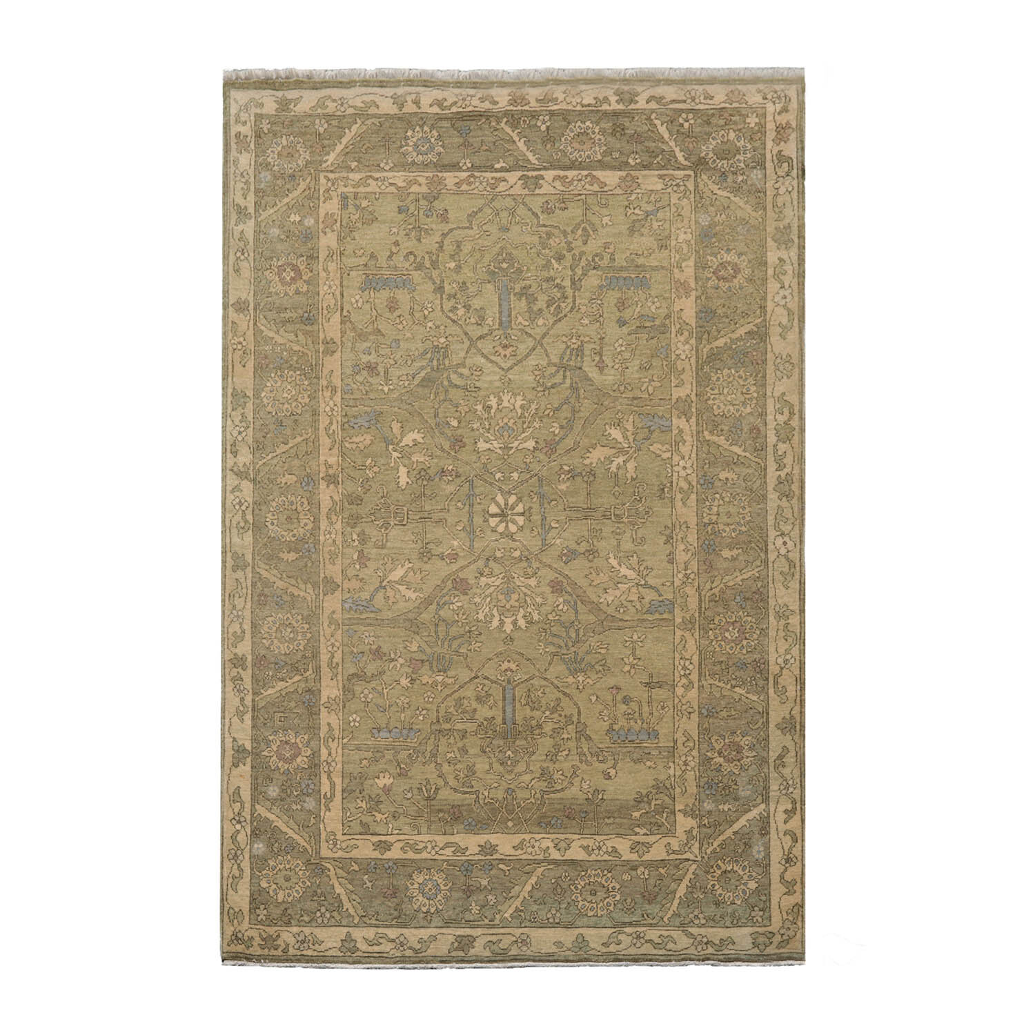 Tufenkian Jozan Walnut Sheared Hand Knotted Wool Area Rug Moss 5’6″ x 8’6″