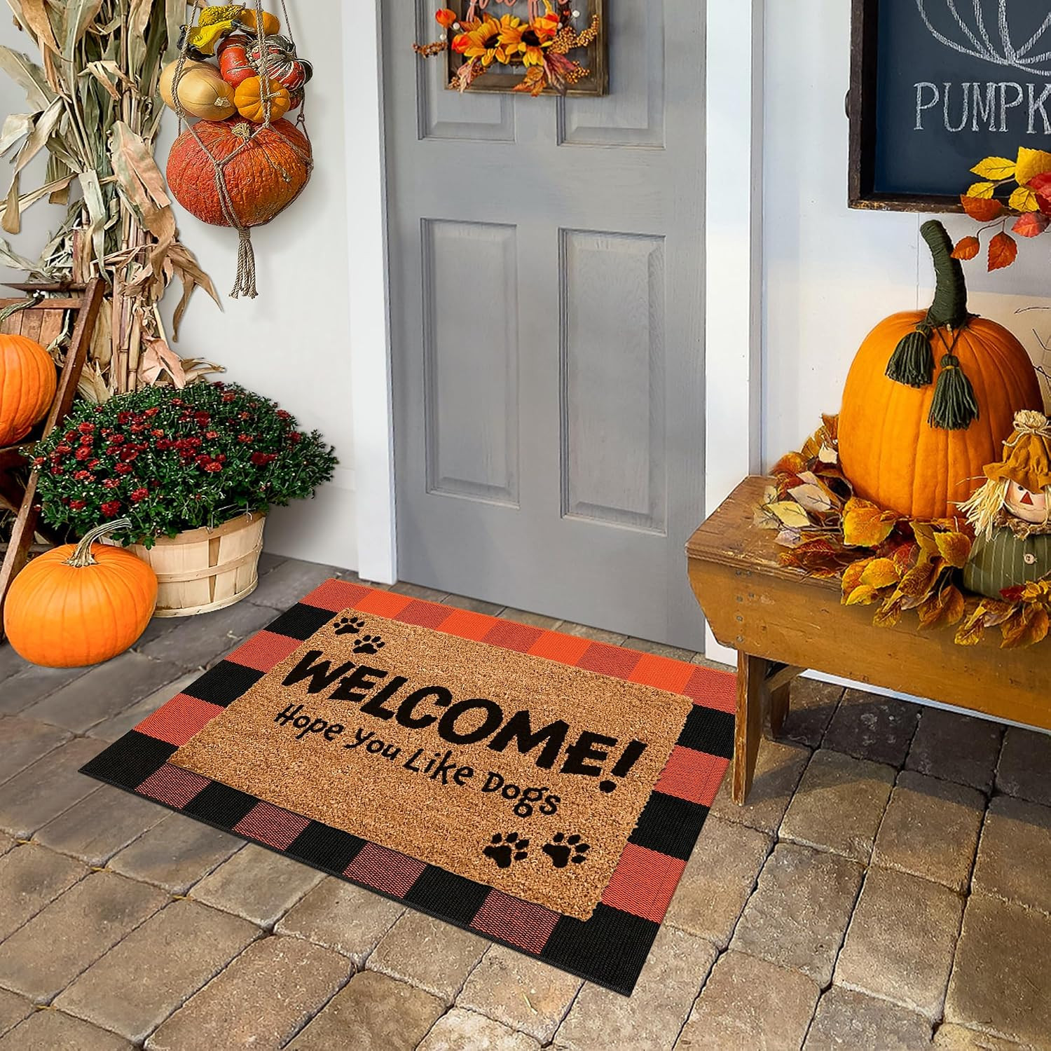 Buffalo Plaid Outdoor Rug Orange and Black 2X3 Cotton Woven Checkered Area Rug W