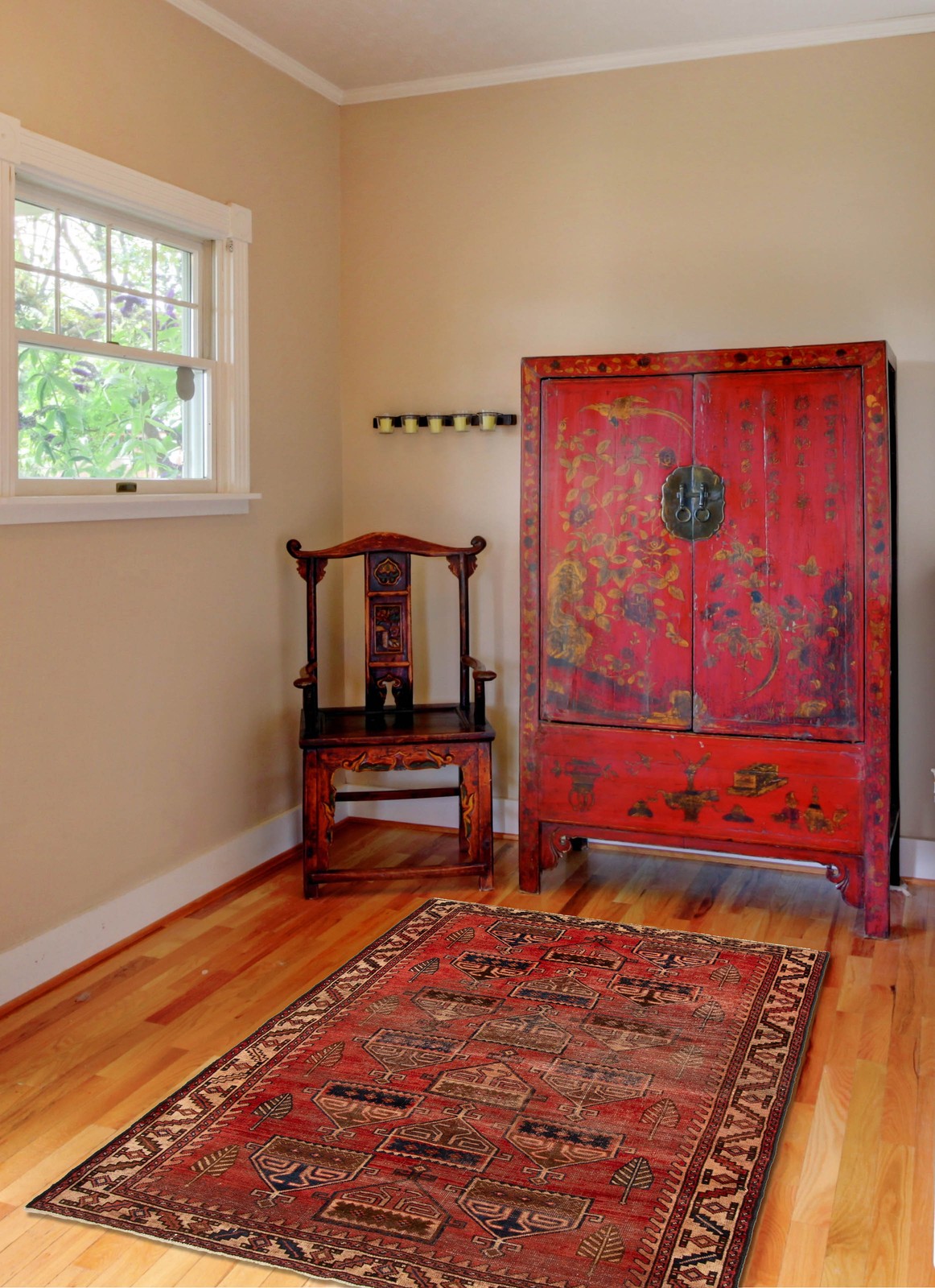Vintage 5’7″ x 8’3″ Traditional Hand Knotted Vegetable Dye Wool Area Rug