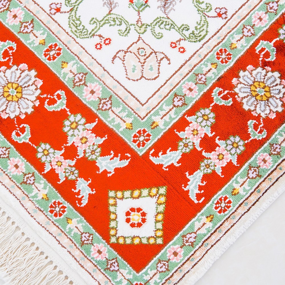 4x6ft Handmade Silk Area Rug Floral Home Hand-knotted Carpet for Study Room 247C