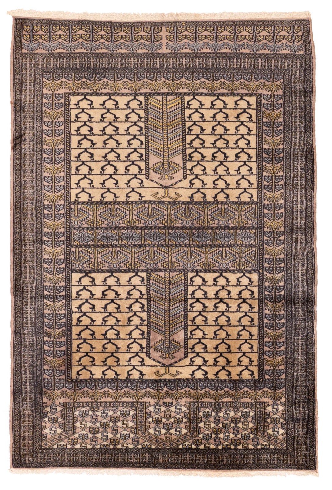 Vintage Traditional Hand-Knotted Area Rug 4’0″ x 5’9″ Oriental Wool Carpet