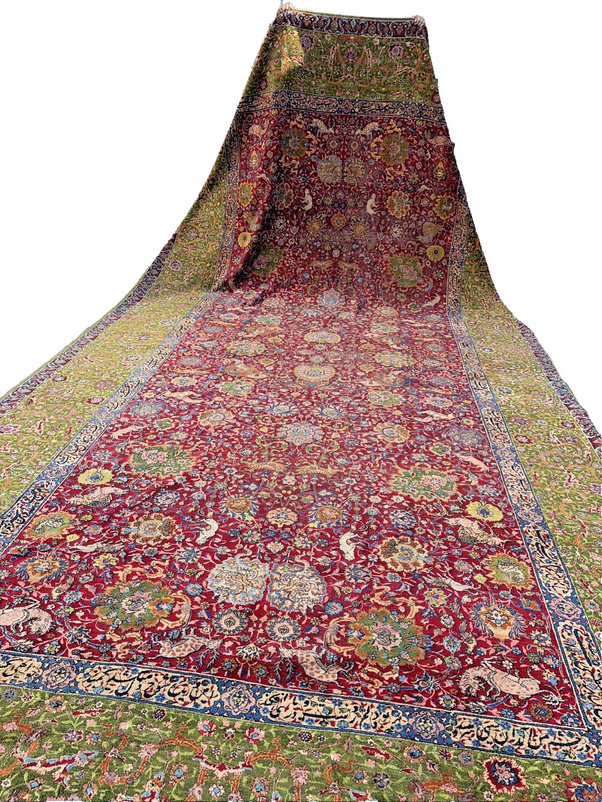 Auth: Antique Lavar Rug Spiral Tendril Classical Era Masterpiece 10×19