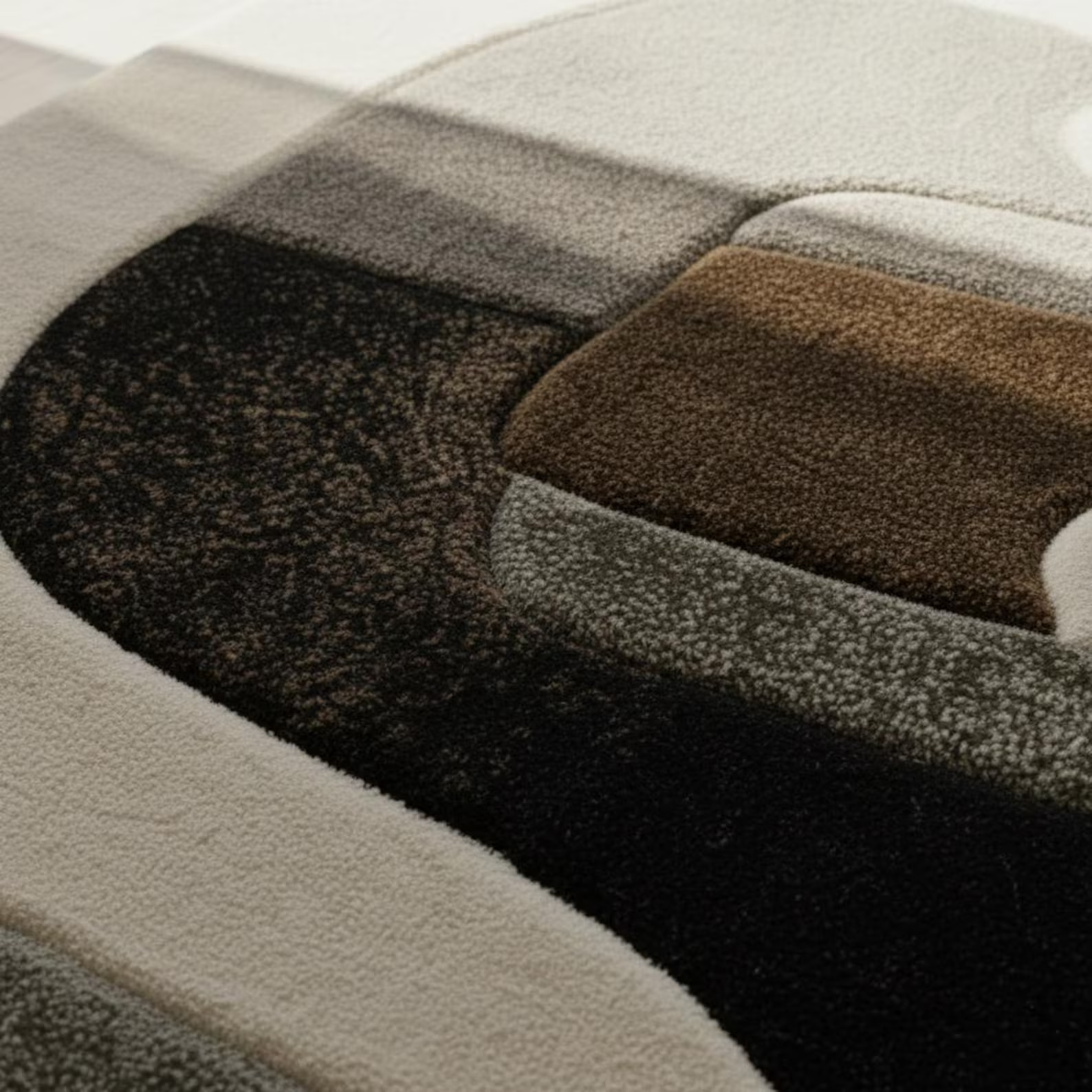 Hand Tufted Wool Rug: Abstract Geometric Ivory & Black Area For Living Room Rugs