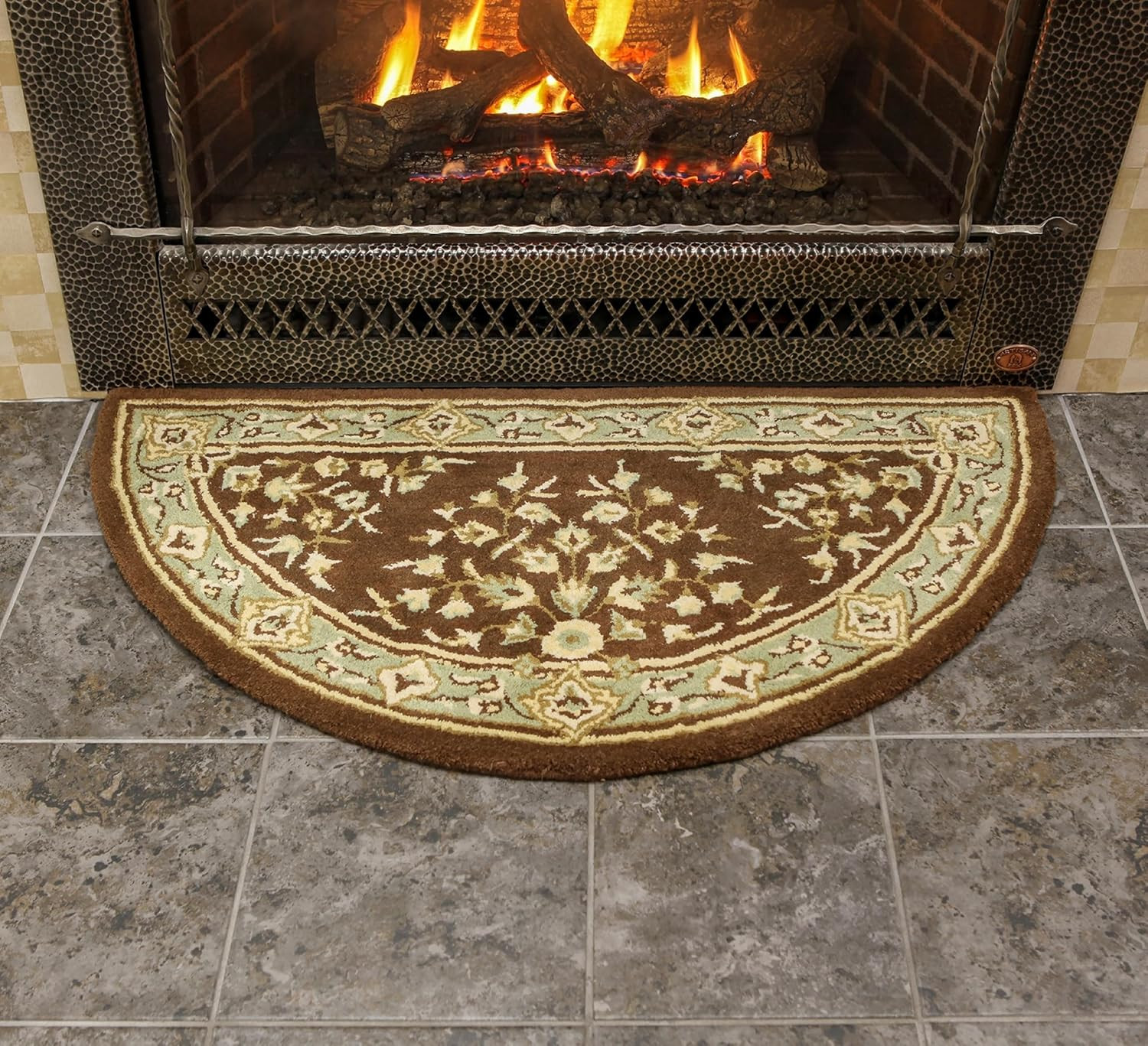 Oriental Half Round Rug, 44×22-Inch – Coffee Design