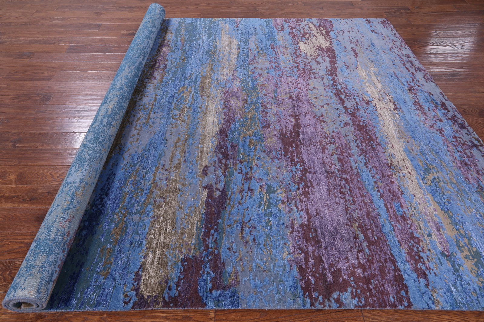 8′ 1″ X 10′ 0″ Wool & Silk Abstract Hand Knotted Rug – Q8783