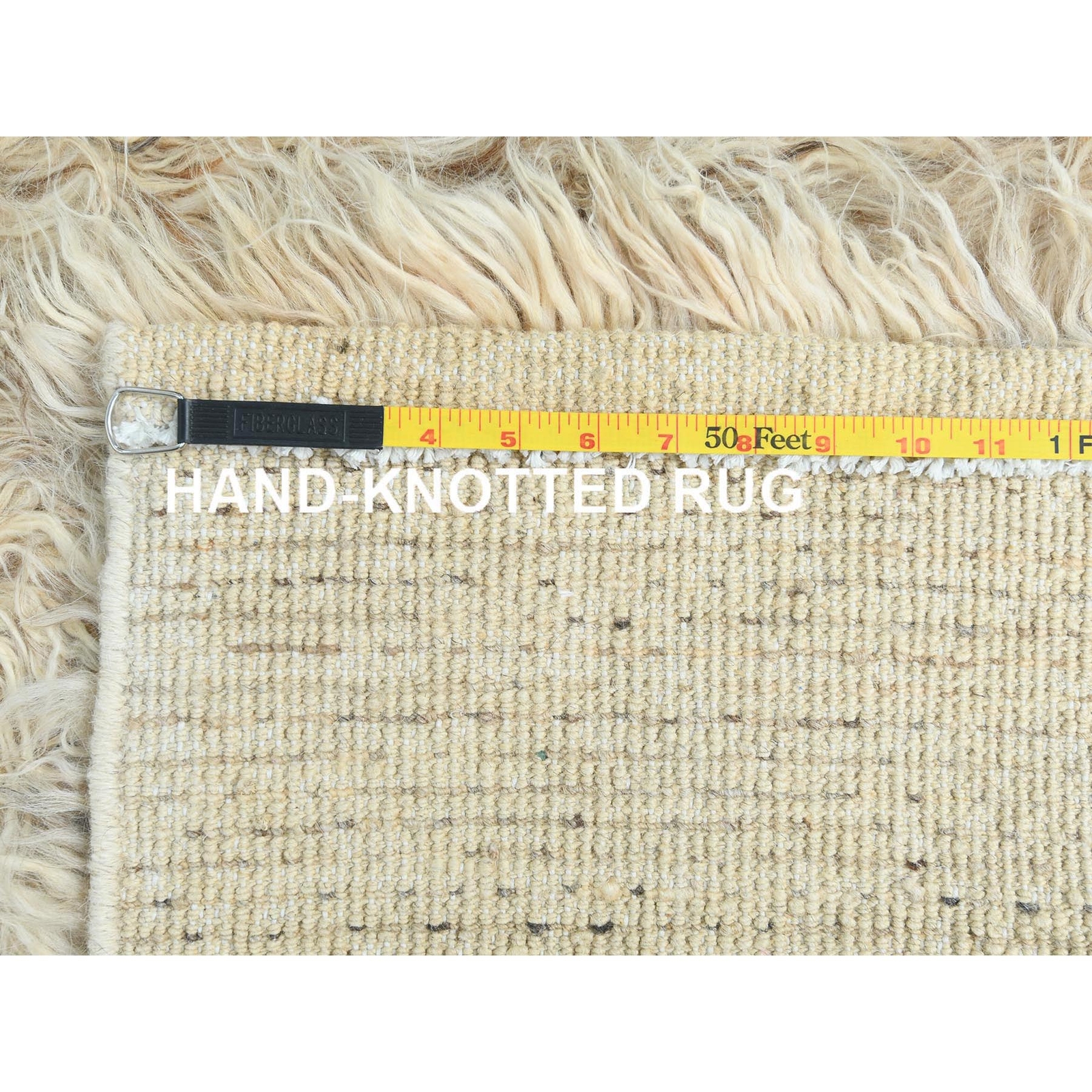 3’1″ x 5’3″ Beige Shaggy Moroccan Undyed Natural Wool Hand Knotted Rug R82570