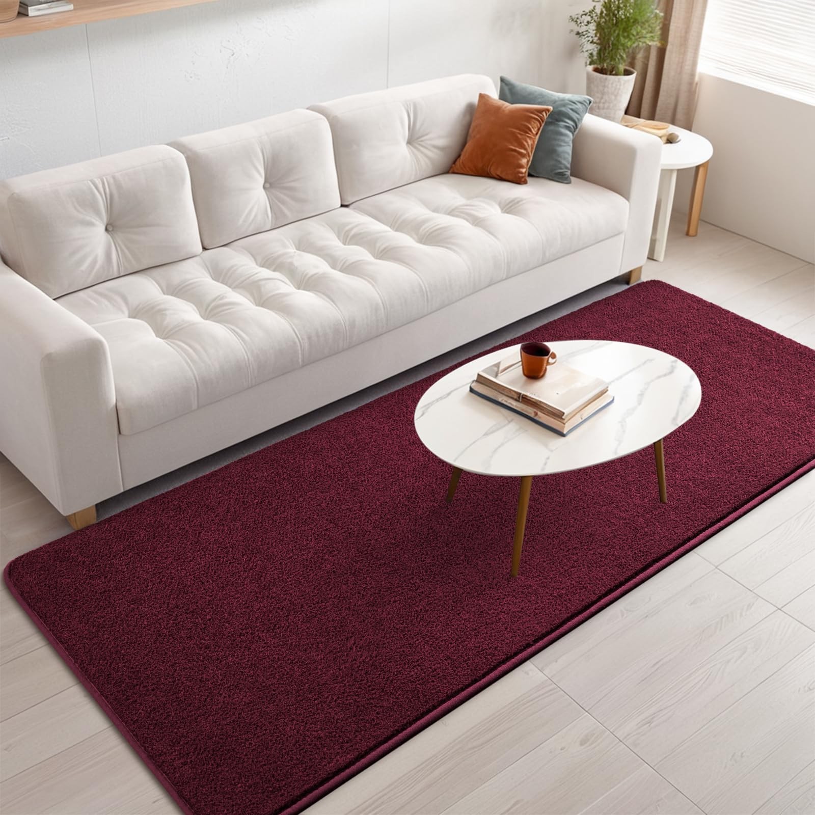 Nuttumico 2×6 Feet Rug Runners for Hallways, Burgundy Area Rugs for Bedroom L…