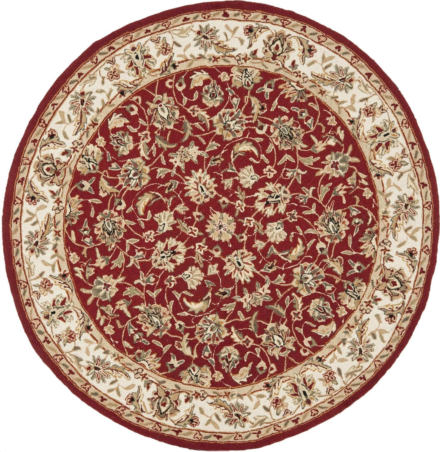 Chelsea Collection Hand-Hooked Area Rug 7’6″ x 9’6″ Oval Burgundy Ivory