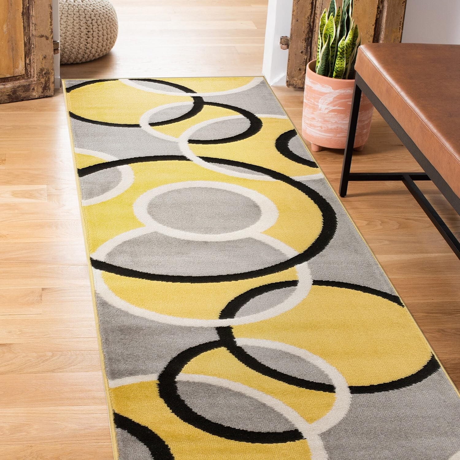 Rugshop Contemporary Abstract Circles Easy Maintenance for Home Office,Living…