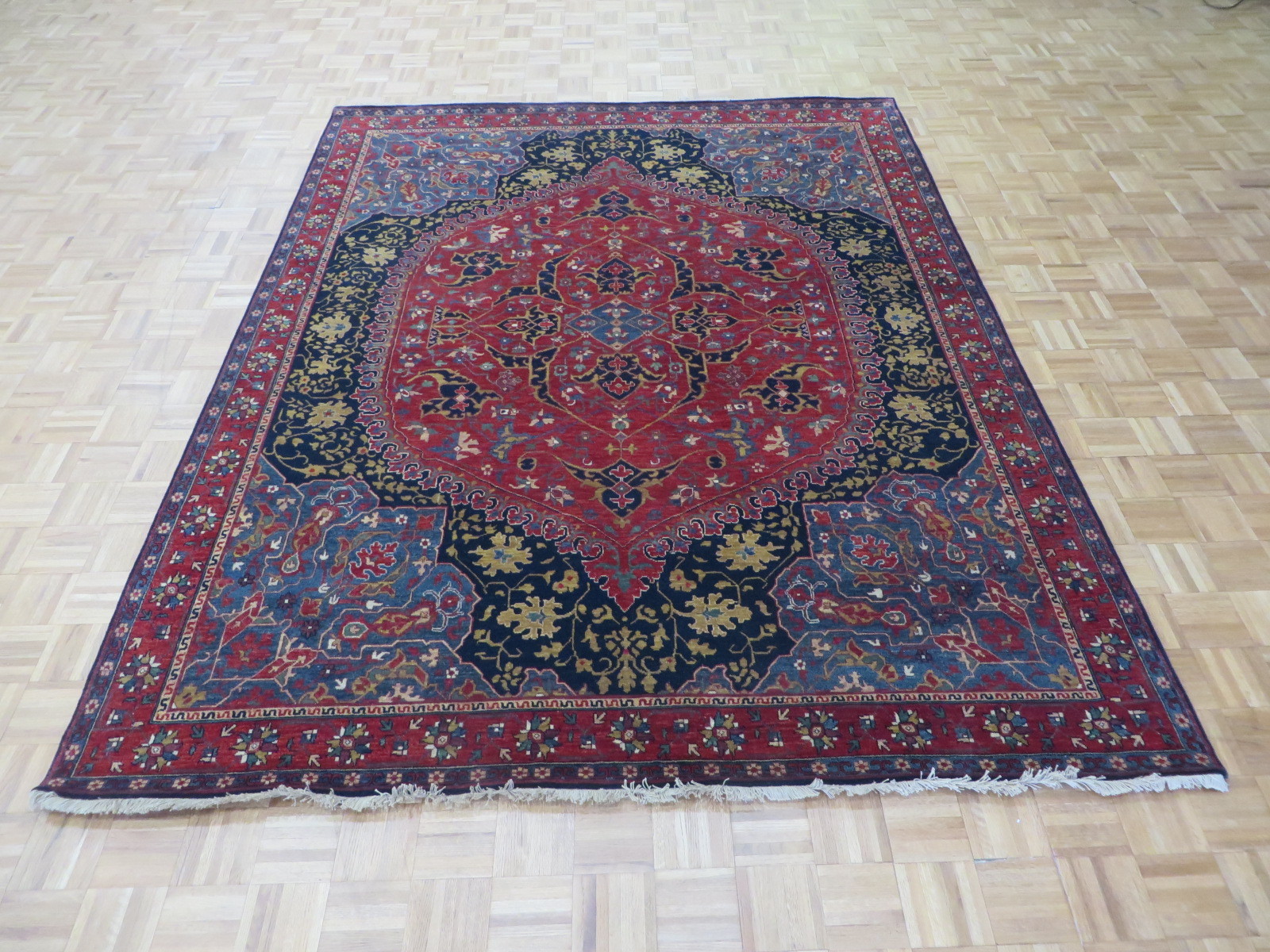 7’10 X 10’1 Hand Knotted Navy Blue Ferahan Sarouk Oriental Rug G5344
