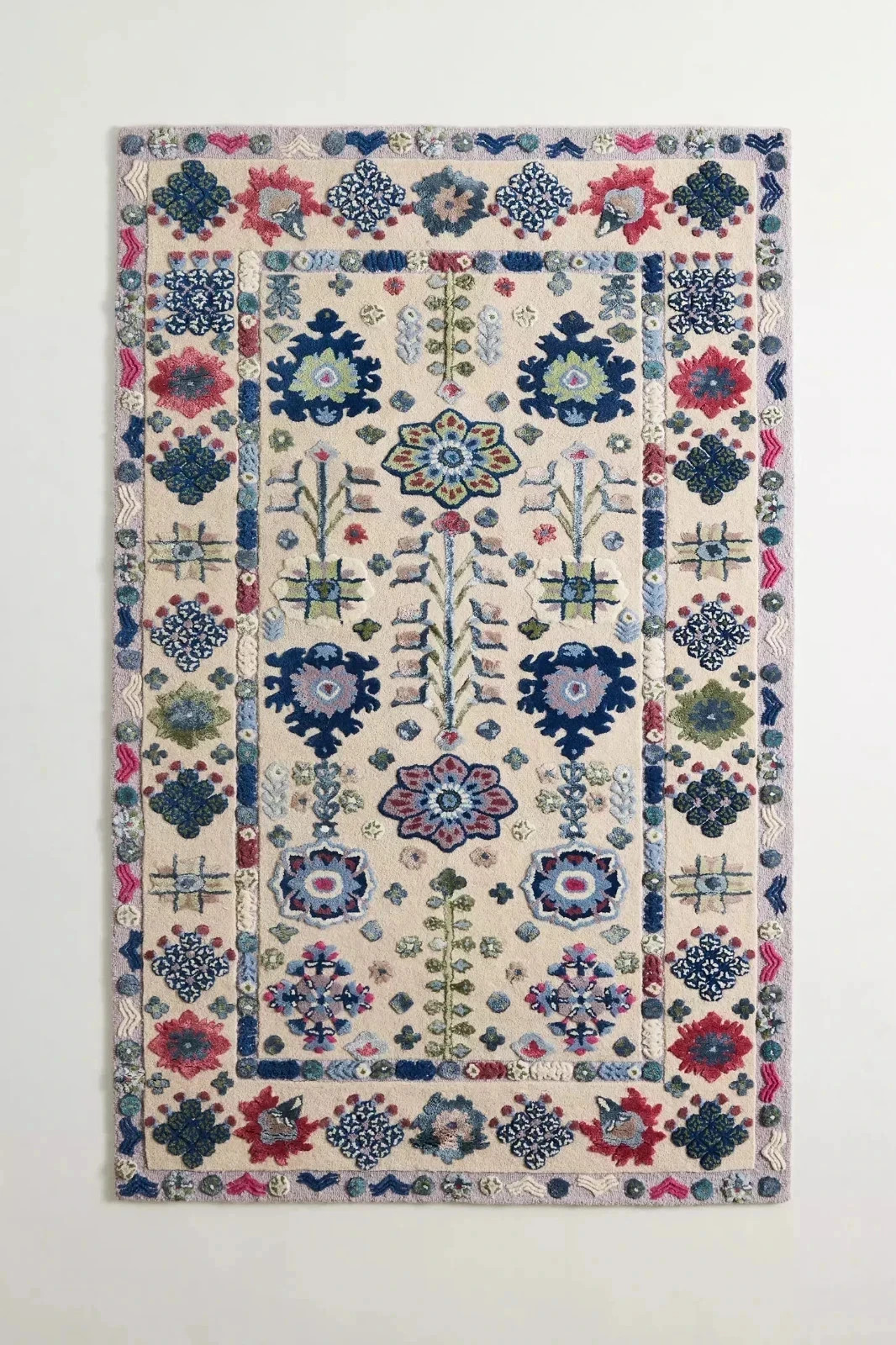 Handmade Tufted 100% Wool Rug Blue Floral Modern Design For Living Room rug 8×10