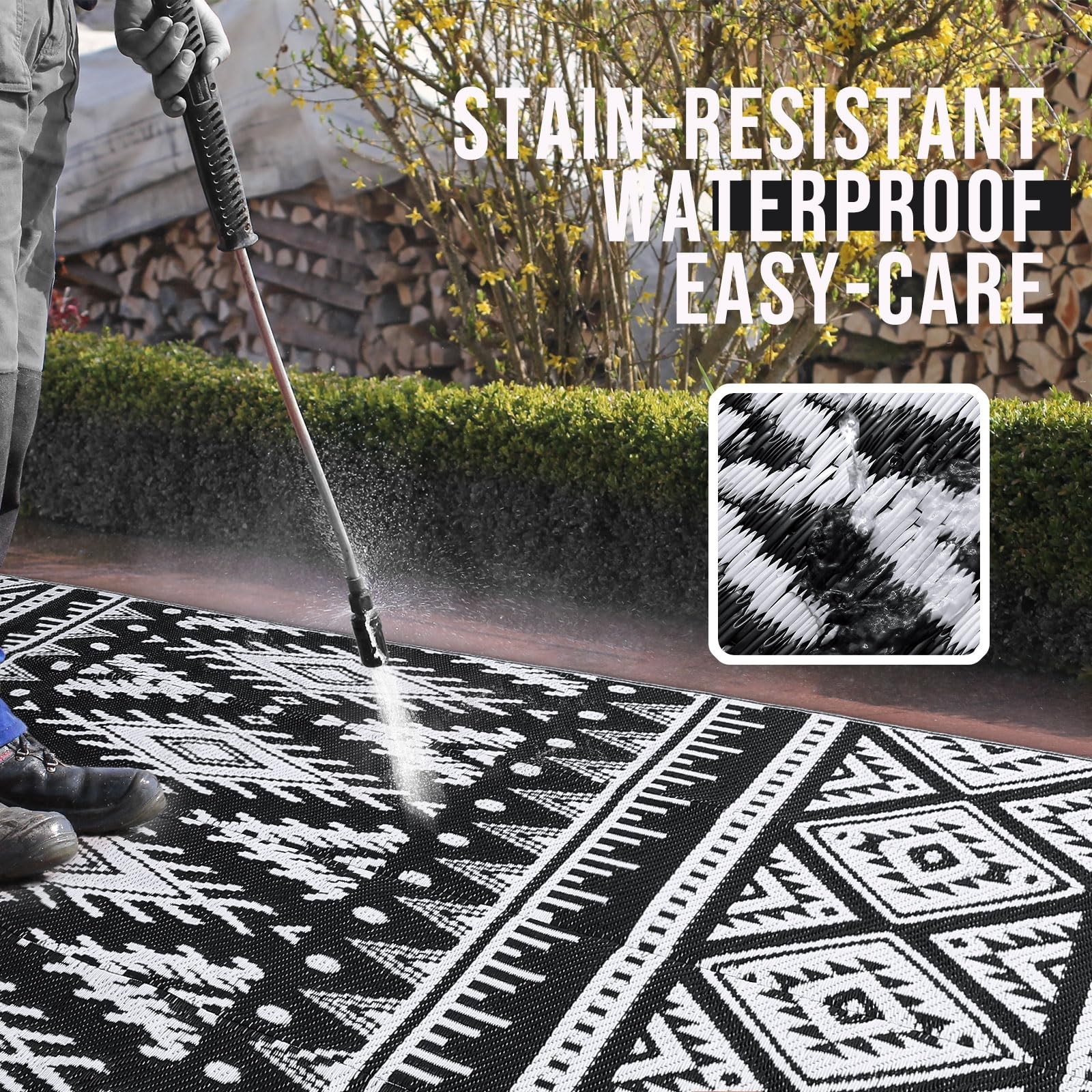 5×8 Feet Reversible Outdoor Rugs Waterproof RV Camping Area Rug Floor Carpet